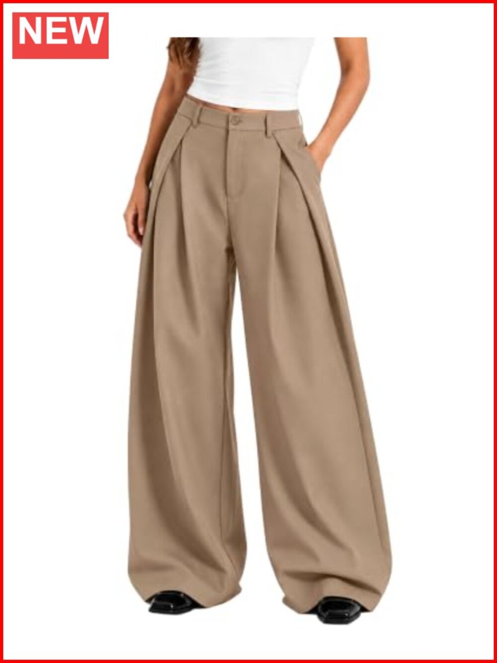 Women's Pleated Barrel Leg Dress Pants Baggy Wide Leg Trousers